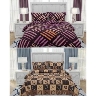 BEDZY Polar Fleece Winter Warm Double Bedsheet | Set of 2 Bedsheets