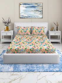 BEDZY Coral Collection Flat Double Bedsheet with 2 Pillow Covers
