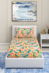 BEDZY Coral Collection Flat Single Bedsheet with 1 Pillow Cover