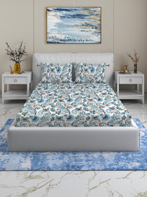 BEDZY Coral Collection Flat Double Bedsheet with 2 Pillow Covers