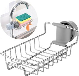 Stainless Steel Kitchen Sink Faucet Sponge Holder â Heavy-Duty Hanging Caddy Organizer for Scrubbers & Soap