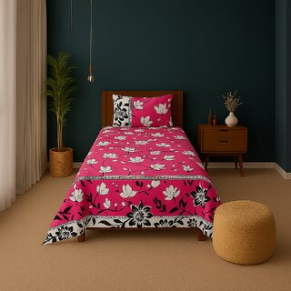 BEDZY Duke Collection Single Bedsheet Ã¢â‚¬â€œ Flat Design with 1 Pillow Cover