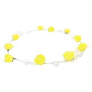 Yellow Flower Pearl Tiara for Girls  Women