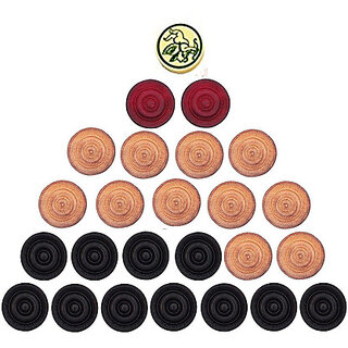 Wooden Carrom Men Coins With Striker And Powder For All Carrom Boards Carrom Pawns  (Pack of 24)