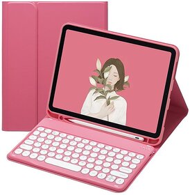 Magnetic Detachable iPad Case with Bluetooth Keyboard, Trackpad & Waterdrop Keycaps (Begonia Red-Case+Keyboard+X3 Mouse, iPad 10th Gen 10.9-inch)
