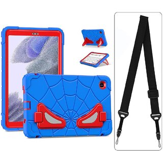 Shockproof Case for Samsung Galaxy Tab A7 Lite & A9/A9+ | Built-in Stand & Protective Cover (Black Blue + Black Strap, A7lite (8.7