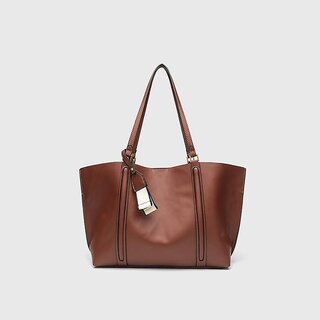 Large Capacity Tote Bag for Women, Minimalist Work Laptop Bag, Professional Commuter Office File Bag (Brown)