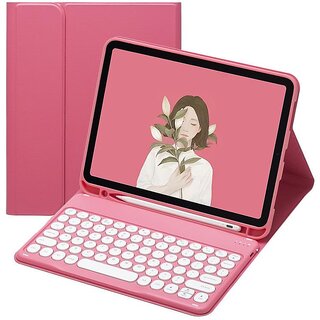 Magnetic Detachable iPad Case with Bluetooth Keyboard, Trackpad & Waterdrop Keycaps (Begonia Red-Case+Keyboard+X3 Mouse, iPad 10th Gen 10.9-inch)