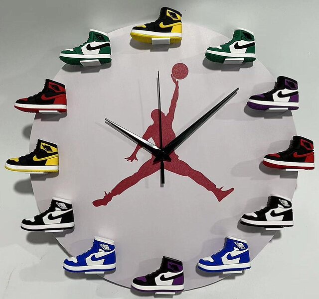 air jordan wall clock with 3d mini sneakers