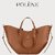Genuine Leather Polene Cyme Bag with Winged Accent | Large Capacity Tote, Crossbody, & Shoulder Bag (Gray, 38 x17 x32 cm)