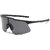Chromatic Reflective Sports Sunglasses - Wide Frame Cycling & Outdoor Wind Goggles with Mirrored Lens (Black Frame White Mirror)