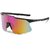 Chromatic Reflective Sports Sunglasses - Wide Frame Cycling & Outdoor Wind Goggles with Mirrored Lens (Black Frame White Mirror)