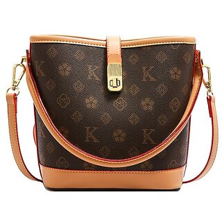 Stylish Monogram Tote Bucket Bag for Women - Spacious Crossbody & Shoulder Bag for Commute ((Versatile) Coffee Large, Large)