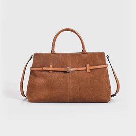 Vintage Suede Tote Bag - Soft Slouchy Crossbody & Shoulder Bag for Everyday Chic (Dark Brown)