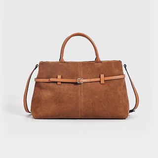 Vintage Suede Tote Bag - Soft Slouchy Crossbody & Shoulder Bag for Everyday Chic (Dark Brown)