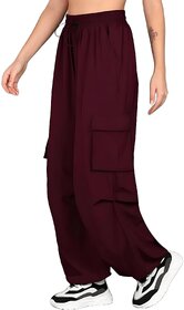 MULTIWA Women Loose Fit Parachute Cargo Pants for Woman, Trousers for Women High Waist, Cargo Pants for Women High Waist, Lightweight and Comfortable Cargo with Multiple Pockets for Girls and Women