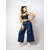 MULTIWA Women Soft Denim Baggy Cutout Pant (Blue) (M)