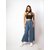 MULTIWA Women Soft Denim Flared Belt Pant (L, Light Blue)