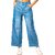 MULTIWA Women Soft Denim Cargo Sailor Pant (M, Light Blue)