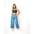 MULTIWA Women Soft Denim Cargo Sailor Pant (M, Light Blue)