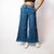 MULTIWA Women Denim Flared Frill Belt Pant (L, Light Blue)