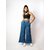 MULTIWA Women Denim Flared Frill Belt Pant (L, Light Blue)