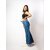 MULTIWA Women Denim Flared Frill Belt Pant (L, Light Blue)