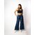 MULTIWA Women Denim Flared Frill Belt Pant (XL, Dark Blue)