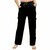 MULTIWA Ribbed Cargo Ankle Pant Regular Fit Trouser Pants | Solid High Waist with Pockets Cargo Pants | Ribbed Drawstring Cargo Pants Black
