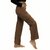 MULTIWA Ribbed Cargo Ankle Pant Regular Fit Trouser Pants | Solid High Waist with Pockets Cargo Pants | Ribbed Drawstring Cargo Pants Brown