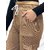 MULTIWA Ribbed Cargo Ankle Pant Regular Fit Trouser Pants | Solid High Waist with Pockets Cargo Pants | Ribbed Drawstring Cargo Pants Brown