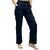 MULTIWA Ribbed Cargo Ankle Pant Regular Fit Trouser Pants | Solid High Waist with Pockets Cargo Pants | Ribbed Drawstring Cargo Pants Navy Blue