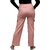 MULTIWA Ribbed Cargo Ankle Pant Regular Fit Trouser Pants | Solid High Waist with Pockets Cargo Pants | Ribbed Drawstring Cargo Pants Pink