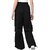 MULTIWA Women Loose Fit Parachute Cargo Pants, High Waist, Multiple Pockets, Lightweight, Black, Size L
