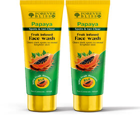 Forever Bliss Papaya Fruit Infused Face Wash-(60ml2) Papaya  Vitamin C + A  For Healthy Glowing skin