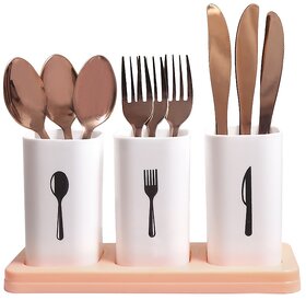 Small Plastic Cutlery Holder Set with Self-Draining Design - Spoon & Utensil Stand for Kitchen