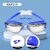 Anti-Fog Swimming Goggles with Nose Clip & Ear Plugs, HD Wide Lens for Adults, Prescription-Ready (Blue Plated Four-Piece Set)