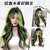 Vibrant Lizard Green Cosplay Wig - Long Wavy Synthetic Hair with Ombre Highlights & Middle Part (Ombre Lizard Green + Care Kit)