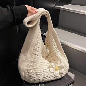 Large Woven Straw Tote Bag for Women, Summer Beach Shoulder Bag, Casual Vacation Boho Purse (Off-White)