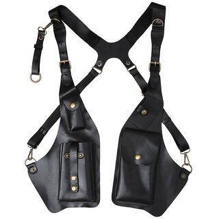 Vintage Tactical Chest Bag - Unisex Crossbody Sling Pack for Outdoor Motorcycle Riding (Black)