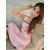 Korean Style Ice Silk Nightgown for Women, Sleeveless Spaghetti Strap Midi Sleepshirt (0356 Light Pink, One Size)