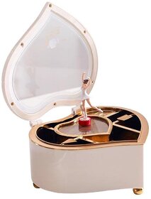 Rotating Musical Jewelry Box with Dancing Ballerina | Romantic Gift for Girls, Friends & Loved Ones (, White Heart)