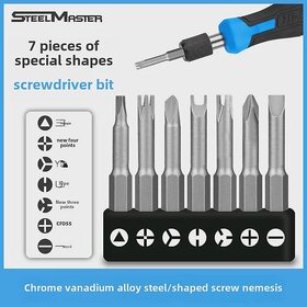 7PC Security Screwdriver Bit Set - U Shape, Y Shape, Triangle & 4-Prong Bits for Tamper-Proof Fasteners (7PC Special Shape)
