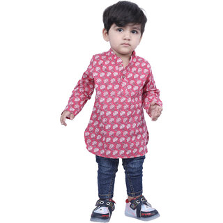 Kid Kupboard Cotton Baby Boys Kurta, Pink, Full-Sleeves, 2-3 Years KIDS8020