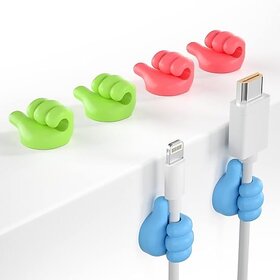 (Pack of 10) Silicone Thumb Wall Hooks | Self-Adhesive, Multi-Function Organizers for Cables, Keys & Wires