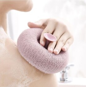 (Pack of 2) Soft Mesh Loofah Bath Sponge & Body Scrubber  2-in-1 Shower Puff with Suction Cup