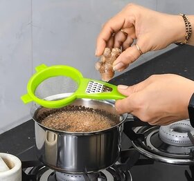 (Pack of 1) 2 in 1 Plastic Tea Strainer Durable Fine-Mesh Design for Smooth & Flavorful Tea Brewing (Assorted Color)