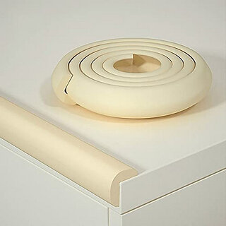 Baby Proofing Edge Corner Protector, Soft Rubber Foam Table Bumper Guard, 3M Taped Corners, 6 ft Edge CREAM (Pack of 1)(Cream)