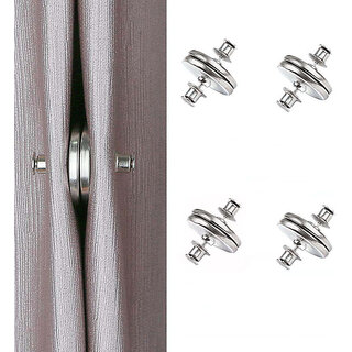 Curtain Magnets Closure with Tack Curtain Weights Magnets Buttons for Curtains Multipurpose Office Magnets Pack of 4(Silver)