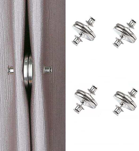 Buy (Pack of 4) Curtain Magnetic Tiebacks | Silver Curtain Closure ...
